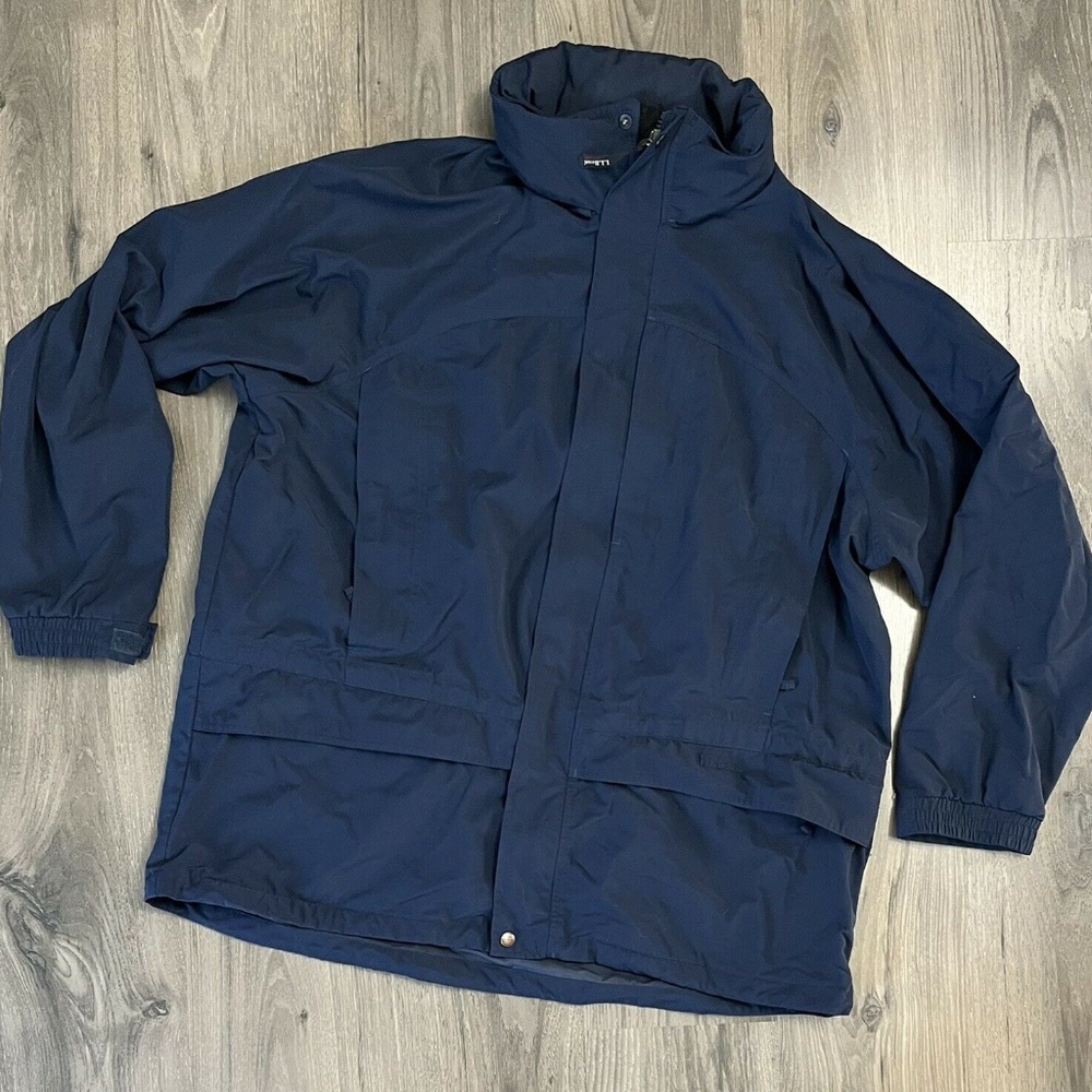 Vintage LL Bean Outdoors XL 2XL Nylon Full Zip Jacket Roll Up Hood VTG * Hole *